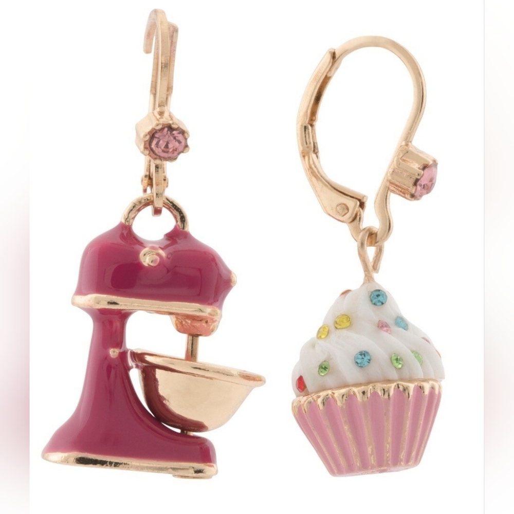 ❇️Betsey Johnson Rhinestone Cupcake & Mixed Drop Earrings NWT/NIB